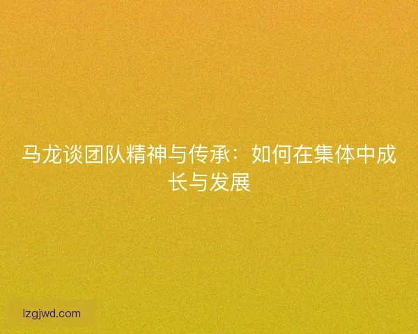 马龙谈团队精神与传承：如何在集体中成长与发展